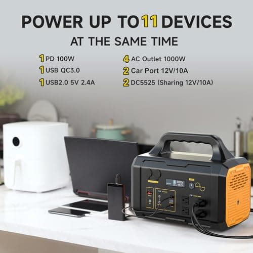 Solar Generator 1024Wh Portable Power Station with Solar Panel Included, LiFePO4 (LFP) Battery, with 120V AC Outlet for RV Camping Outdoor Home Emergency Backup, Fast Charging
