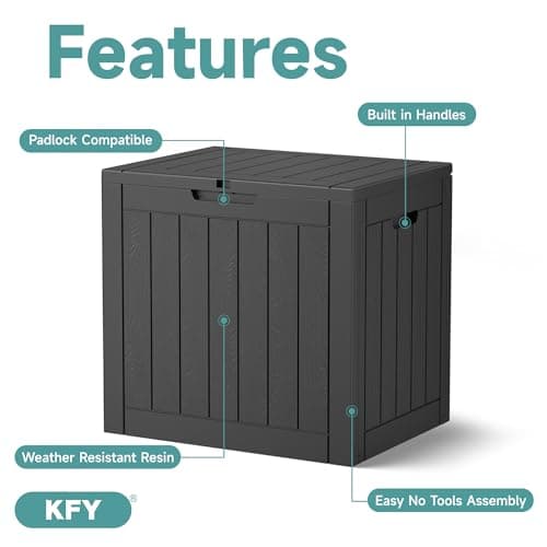 30 Gallon Waterproof Resin Deck Box, UV Resistant Outdoor Storage for Garden, Patio, Porch, Delivery,Striped Black