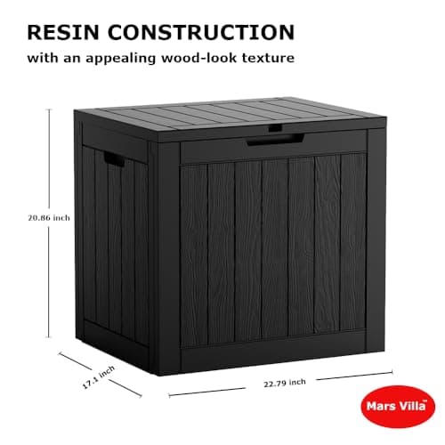 Deck Box, Waterproof Weatherproof and UV Resistant Resin Storage Bin with Lockable Lid, Ideal for, Outdoor, Patio Furniture Cushions, Pool Supplies, Garden Tools (31 Gallon, Black)