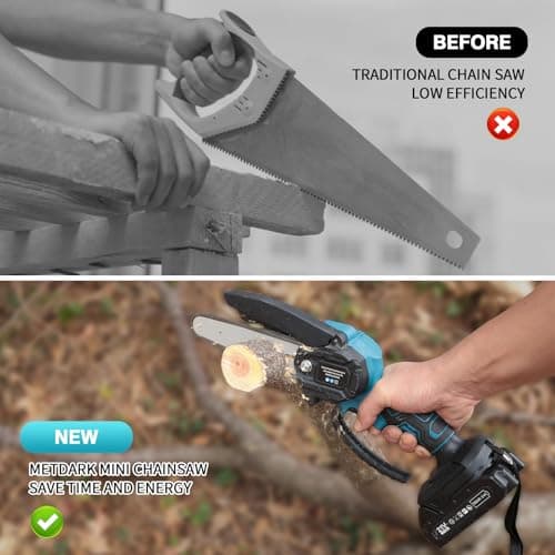 6-Inch Mini Electric Chainsaw Cordless, 1500mAh Lightweight Battery with Safety Lock & Low Noise, Handheld Chainsaw for Tree Trimming, Gardening, Camping - Senior/Ladies-Friendly Gift
