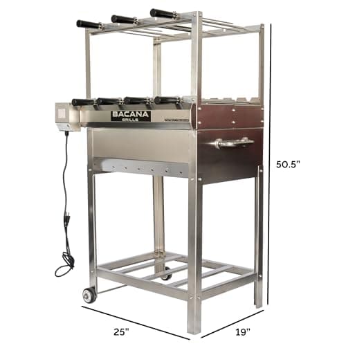 All-in-One Brazilian BBQ Grill - 7 skewers - Churrasco - Multi Rotisserie - Stainless Steel - Portable Wood Fire & Charcoal Gaucho Churrasqueira Chicken Grill