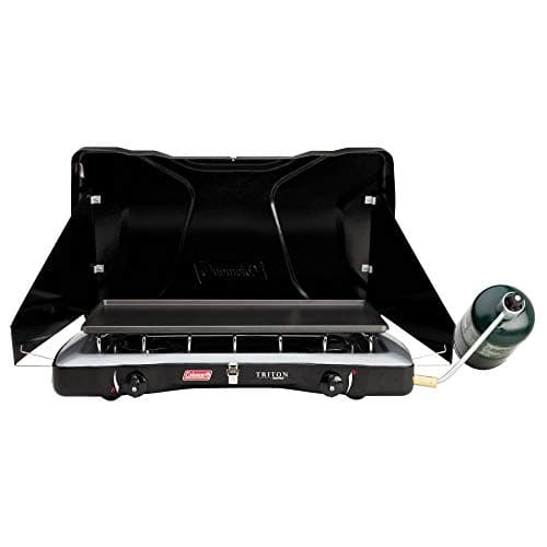 Coleman Triton 2-Burner Propane Stove, Portable Camping Cooktop with 2 Adjustable Burners & Wind Guards, 22,000 BTUs of Power