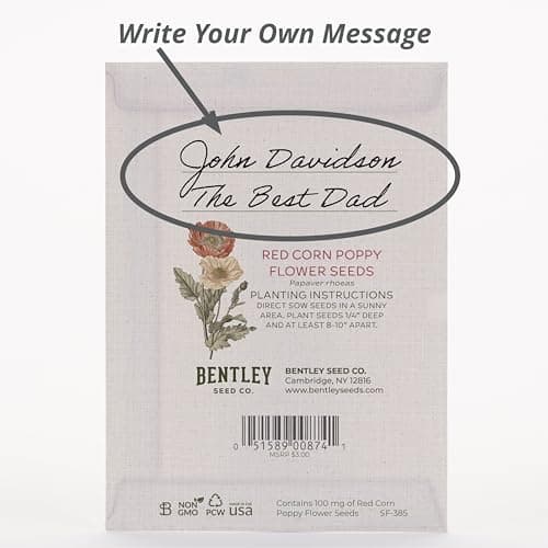 Bentley Classic Vintage Art Poppy Packets, Thinking of You Flanders Corn Seeds, Thoughtful Illustrated Flower Design, Eco-Friendly Hand Out, Sentimental Gift, 25 Pack