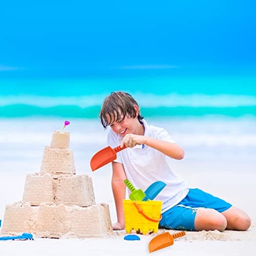 4E's Novelty 4 Pack Beach Shovels 8 Inch, Heavy Duty Plastic Sand Shovel for Kids, - Great for Planting Gardening Shovels for Toddlers, Outdoor Digging Sandbox Toys, Easter Basket Stuffers