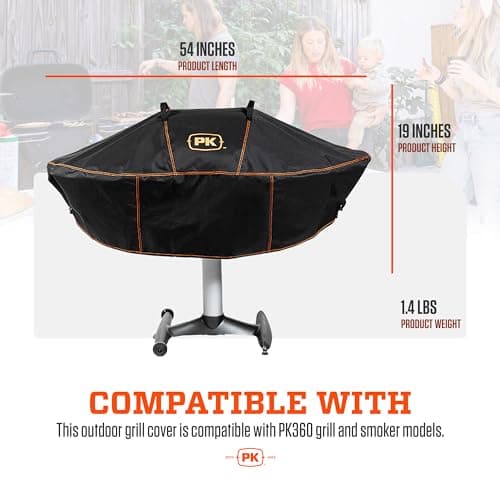 PK Grills PK360 Grill Cover for Outdoor Grill, Grill Accessories, Waterproof, Fits PK 360 Grill and Smoker, Black
