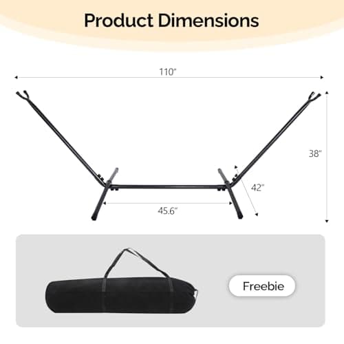 ONCLOUD 9 FT Hammock Stand Only, Heavy Duty Adjustable Indoor Outdoor Space Saving Steel Stand with Carrying Case, Universal Hammock Stand with 450 Pounds Capacity for Garden, Yard, Patio, Black