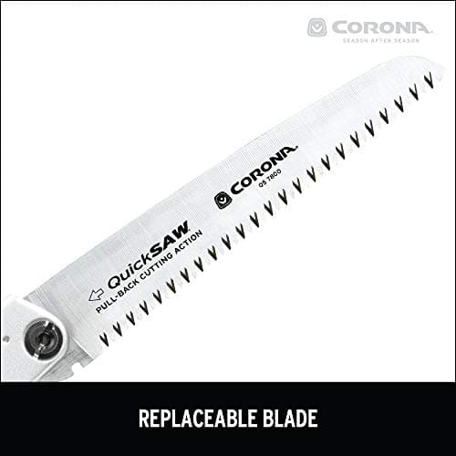 Corona Tools 7-Inch QuickSAW Folding Saw | Pruning Saw Designed for Single-Hand Use | Curved Blade Hand Saw | Cuts Branches Up to 4" in Diameter | QS 7800