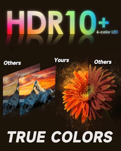 4K Projector HDR Netflix Certified, 1800ANSI Daylight Use, Dolby Audio, NFC, Smart TOF Autofocus, Shorter Throw, WiFi 6, Bluetooth 5.4, HDMI ARC, Proyector 4K Ultra HD Movie Gaming TV High Brightness