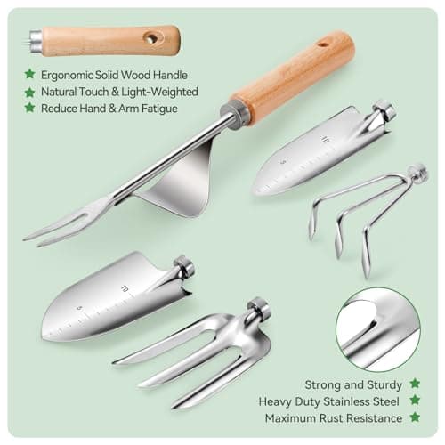 Gardening Tools 9-Piece Heavy Duty Gardening Hand Tools with Fashion and Durable Garden Tools Organizer Handbag,Rust-Proof Garden Tool Set, Ideal Gardening Gifts for Women