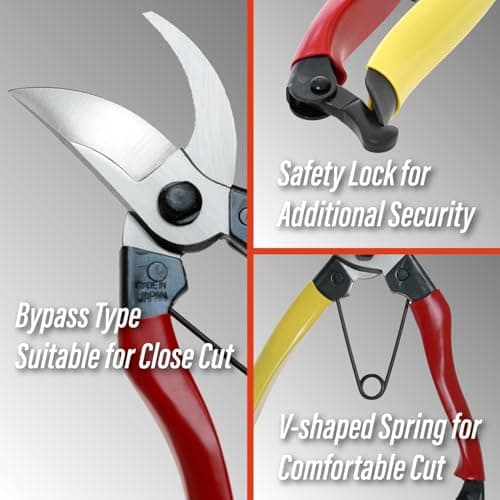SUIZAN Bypass Pruning Shears 8” - Professional Japanese Hand Pruners Garden Scissors Gardening Tools