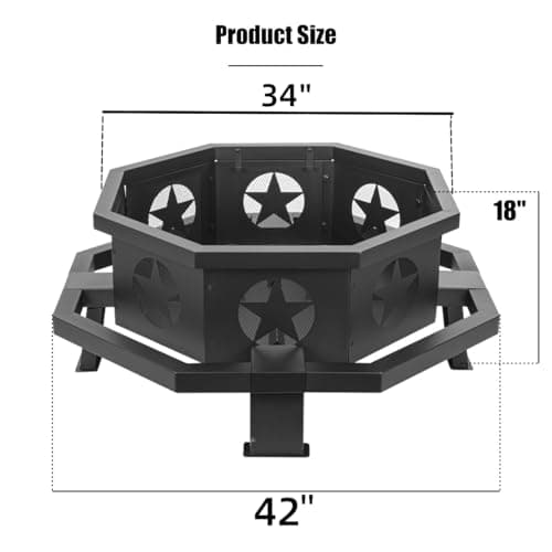 42 inch Fire Pit for Outside, Heavy Duty Wood Burning Fire Pits with Fire Poker, Outdoor Octagonal Firepit for Camping, Yard, Patio