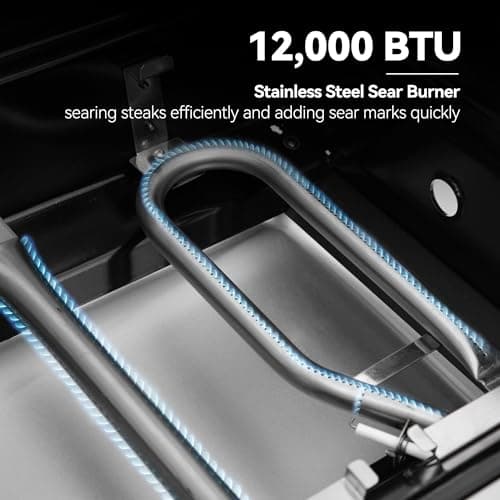 Royal Gourmet SG5002 5-Burner Propane Gas Grill with Sear Burner & Side Burner, Stainless Steel Cabinet Style Gas Grill with 61,000 BTUs Output for Outdoor Patio Garden Backyard Cooking, Silver