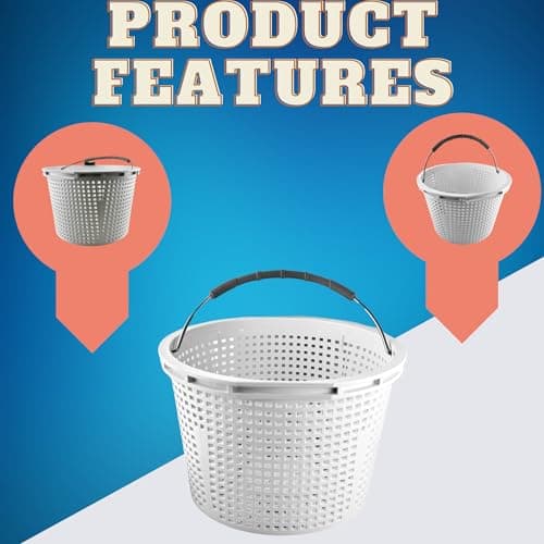 Swimables Pool Skimmer Basket Compatible with Waterway Skimmer Basket 542-3240 for Renegade Skimmers Pool Basket | Built-in Brass Weight | 316 Stainless Steel Handle & Convenient Rubber Grip