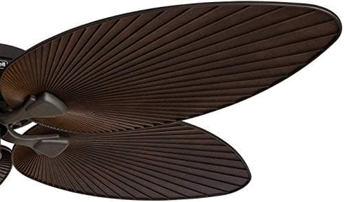 Honeywell Ceiling Fans Palm Island, 52 Inch Tropical Indoor Outdoor Ceiling Fan with No Light, Pull Chain, Three Mounting Options, 5 Palm Leaf Blades, Wet-Rated - 50207-01 (Bronze)