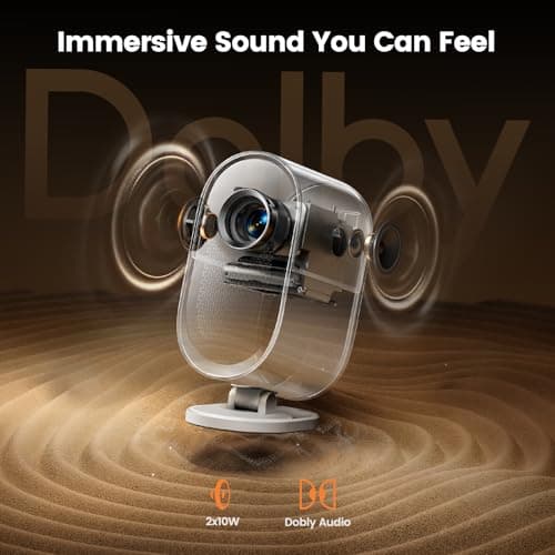 [AI Auto Focus/Dolby Audio] Projector with WiFi6 and 2-Way Bluetooth, 20W Speakers, 1080P Home Theater Movie Proyector, Fully Sealed Projector w/ HDMI ARC, iWIMIUS for Indoor&Outdoor (White, Standard)