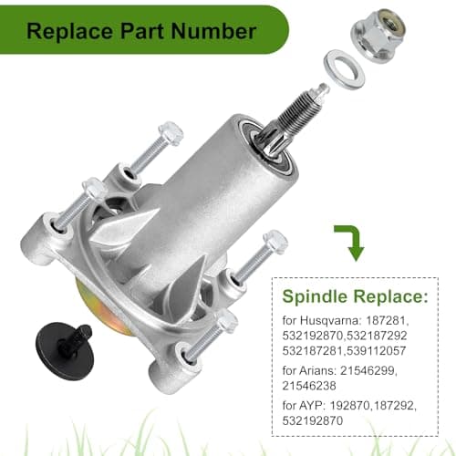 Belleone 187292 Mower Spindle for 42" 46" 48" 54" Deck, 587819701 Mandrel Assembly Fits for Craftsman Husqvarna Ariens Poulan Pro, Replace for 192870 532187281 532187292 567253301