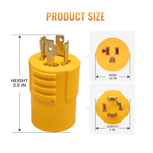 MECMO NEMA L14-30P to 5-15R 5-20R Generator Adapter, 4 Prong Twist Lock Generator L14-30P to 110V 5-15/20R T-Blade, 30 Amp to 15 Amp 20 Amp Household Plug Generator Distribution Adapter 125/250V 7500W