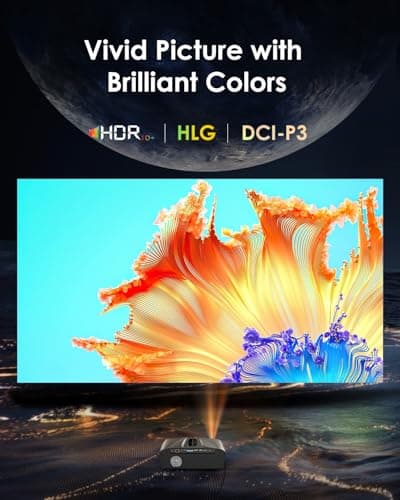 Daylight Projector 4K Ultra HD 1800 High ANSI Smart Home Theater with WiFi 6, Bluetooth, NFC, Streaming Apps, Bright Daytime Proyector, HDR10+, Auto Focus, HDMI 2.1 ARC USB for Movie Video Gaming CIVE
