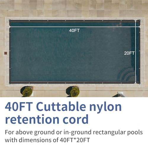 Pool Net Cover,20 x 40 FT Leaf Net Pool Cover with Grommets and Ropes,Mesh Pool Cover for Leaves or Rectangle Swimming Pool Leaf Net Cover
