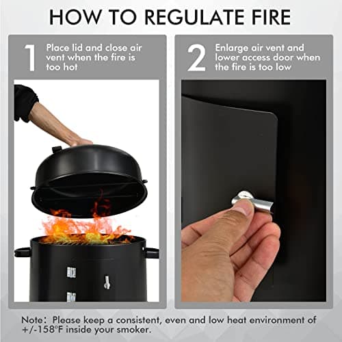 Giantex 3-in-1 Outdoor Smoker Grill, Portable Charcoal BBQ Grill with Smoker Combo, Built-in Thermometer and Air Vent, 6 Hooks, 2 Layers Vertical Steel Charcoal Smoker for Outdoor Cooking Camping