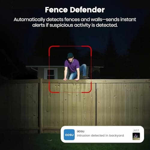 AOSU Solar Wall Light Cameras, 3K Security Cameras Wireless Outdoor, Battery Powerd Enhanced AI Detection for Fences & Parking, Easy Setup, Color Night Vision, No Monthly Fee [2.4G+Bluetooth]