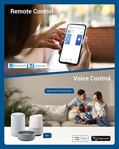 DEWENWILS WiFi Pool Pump Controller, Heavy Duty 40A 120-277 VAC 2HP Wireless Timer for Pool & Water Heater, Works with Alexa, Google Assistant, Smart Life, ETL Listed