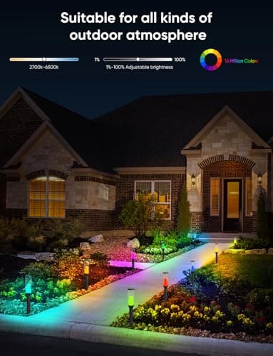 Pathway Lights Outdoor, RGBCW Low Voltage Landscape Lighting, Smart APP and Alexa Control, IP65 Waterproof, Color Changing Walkway Lights for Garden, Yard, Patio, Christmas, 4 Pack