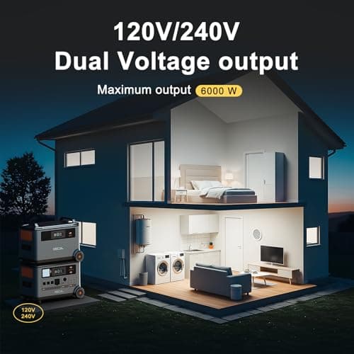 OSCAL PowerMax 6000 Solar Generator with 3×400W Solar Panel, 120V/240V Split Phase Voltage 6000W AC Outlets (7200W Peak), 2200W AC Charging/2400W Solar Charging, Emergency for Home, Battery Backup