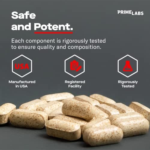 Prime Labs Men's Testosterone Booster - Stamina, Endurance, & Strength - 60 Caplets