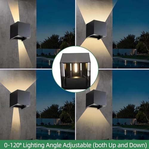 Wrasse 2Pack Outdoor Wall Mounted Lights 20W 2000LM Wall Proch Sconce 3000K Black Exterior Light Fixture 120v Up Down Modern Cube Lamp for Outdoor Sconces Lighting House Front Door Outside