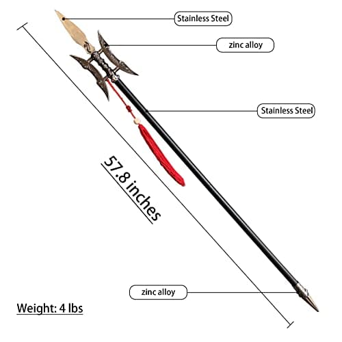 SV Metal Spear Ancient Chinese Old Weapon The Day The Picture Halberd Single-Edged Double-Edged, 57.8 inches, Collection Gift