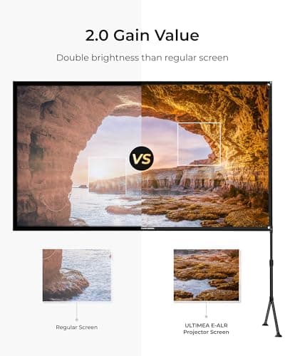 ULTIMEA E-ALR Projector Screen with Stand, 2.0 Gain Value Outdoor Projector Screen, 120 inch Portable Projection Screen, 80% ALR Screen, 4K Full HD Movie Screen for Home Theater, Photon 120 with Stand