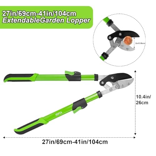 27-41" Telescopic Loppers for Tree Trimming, Heavy Duty Tree Cutter with Ergonomically Designed Handle, Extendable Branch Trimmer for Garden, Farm, Sharp Bypass Blades for Easy Cutting