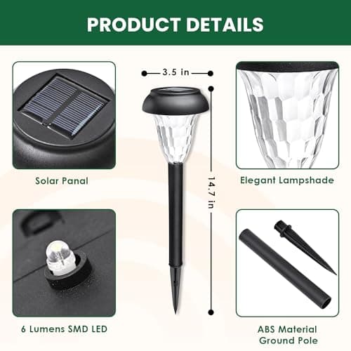GIGALUMI Solar-Powered Pathway Lights (12-Pack), Waterproof, Bright LED Solar Outdoor Lights for Landscapes, Gardens, Walkways and Driveways (Cold White)