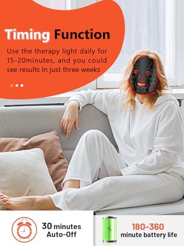 Red Light Therapy Mask for Face, 8 Mode Facial Skin Care Mask, 288 Lamp Red Light Therapy Mask at Home, 660nm&850nm Infrared Light Therapy Mask with Timer Remote Control, Relife