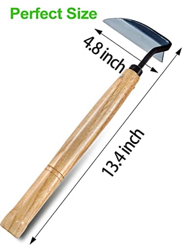 TOYPOPOR Japanese Weeding Sickle Hoe, Gardening Tools, Weed Remover, Hand Weed Cutter, Kama Twisted Scythe with High Carbon Steel Blade for Cutting Grass, Soil loosening, harvesting, Digging