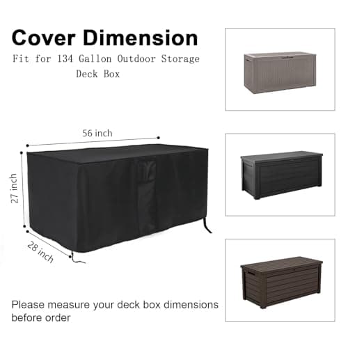 Outdoor Deck Storage Box Cover for 134 Gallon Deck Boxes,Waterproof Patio Storage Box Cover - 56 X 28 X 27 Inch