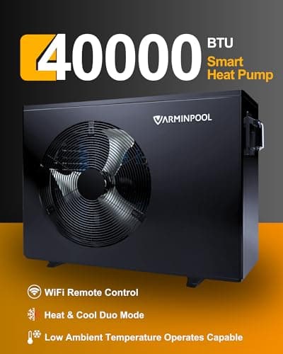 40000BTU Pool Heat Pump for 13000 Gallons Ingroud and Above Ground Pools, Smart Electric Pool Heater with WiFi Control APP, 220-240V, Titanium Heat Exchanger