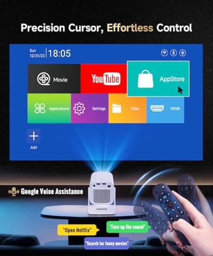 【Auto Focus&1080P】Magcubic Mini Smart Projector with 4K Support, Portable Projector with Wifi and Bluetooth, 5W Speaker, Built in Apps, Voice Control, Outdoor Movie Projector