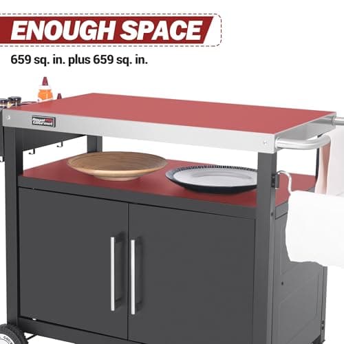 Outdoor Grill Cart with Wheels, Movable Kitchen Island with Storage Cabinet for BBQ, Stainless Steel Dining Cart Table for Food Prep, Black, PC3403S-SC