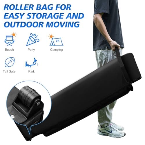 WEIZE Pop up Canopy Tent 10x10ft, 1-Button Push Setup, Instant Portable Shelter, Adjustable Height, Portable Roller Bag, 4 Weight Bags, Guy Ropes & Stakes Included Blue