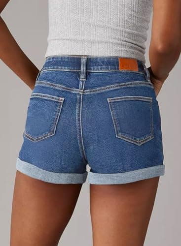Sidefeel Women's Jean Shorts High Waisted Stretchy Casual Rolled Hem Zimbaplatinum Denim Shorts
