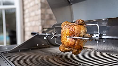Monument Grills 77352 6-Burner Stainless Steel Cabinet Style Propane Gas Grill with Knob Controls, Side Burner, Built-In Thermometer, and Rotisserie Kit
