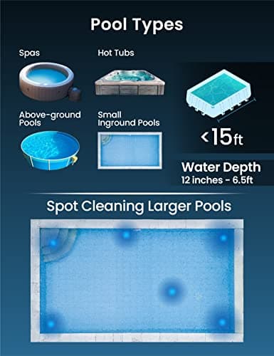 KOKIDO (2025 Upgrade) Rechargeable Handheld Pool Vacuum with Dual Brush Heads and Aluminum Pole, 60 mins Cordless Spot Cleaning Suction, Above Ground Pool, Hot Tub, Spa and Pools to 20ft, XTROVAC 110