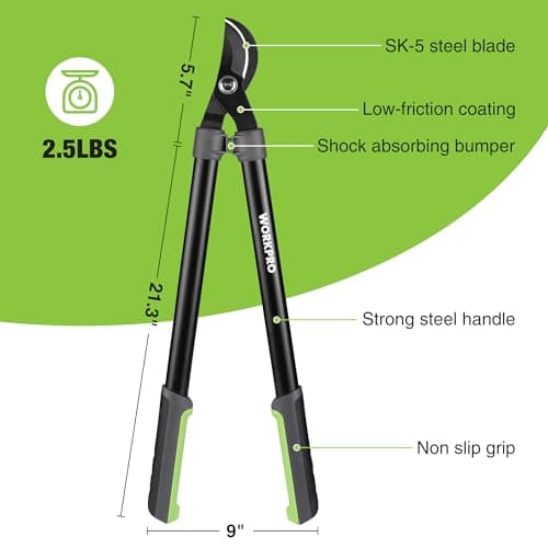 WORKPRO 27" Garden Bypass Lopper and Tree Trimmer, Heavy Duty Branch Cutter with 1.6" Cutting Capacity, Designed with SK5 Sharp Blade and Ergonomics Handles