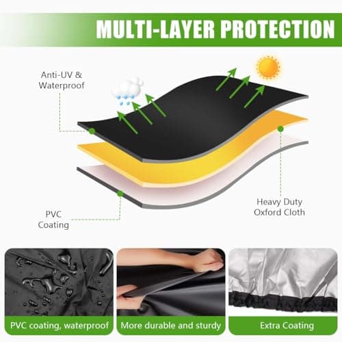 Outdoors Lawn Mower Cover Waterproof Heavy Duty 210D Polyester Oxford UV Protection Lawn Tractor Cover Fits Decks Up to 54" with Drawstring and Storage Bag