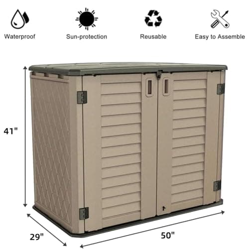 ZZM 4x2.5 FT Outdoor Storage Shed, Resin Waterproof Storage Cabinet for Garden Tools with Lockable Lid,Latch (Coffee)