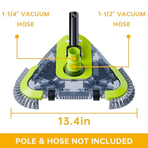 Upgrade Pool Vacuum Head with Wheels & Side Brushes, Universal Rotatable Hose Adapter,Weighted Triangular Shape, for Inground/Above Ground Swimming Pools,Sepetrel