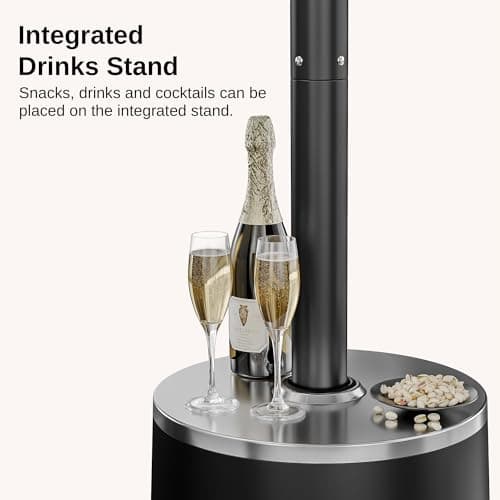 EAST OAK 50,000 BTU Patio Heater with Sand Box, Table Design, Double-Layer Stainless Steel Burner, Wheels, Triple Protection System, Outdoor Heater for Home and Residential, Polar Night