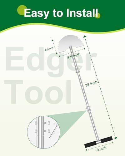 Serrated Edger Lawn Tool - Half Moon Shovel with Softer T-Handle, Lawn Edger for Yard, Garden, Landscaping, Sidewalk, Cable Burial - Ergonomic Design, Rust-Proof, 38 in.